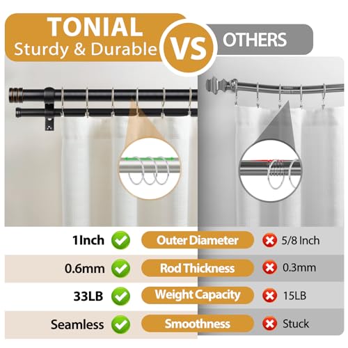 Adjustable Double Curtain Rod, 1-Inch Heavy Duty Dual Drape Rod