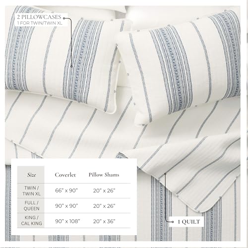 Great Bay Home 3-Piece Striped Quilt Set - Full/Queen Farmhouse Bedding