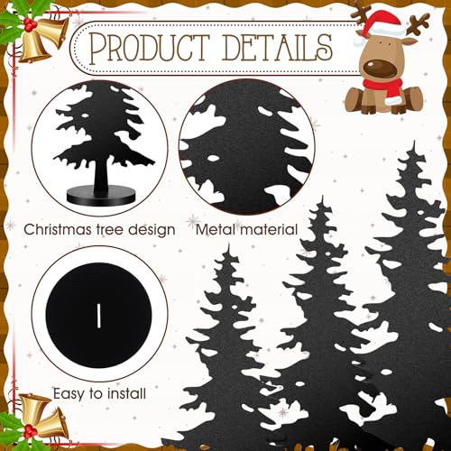 Black Metal Pine Tree Decor Set - Farmhouse Holiday Christmas Decorations