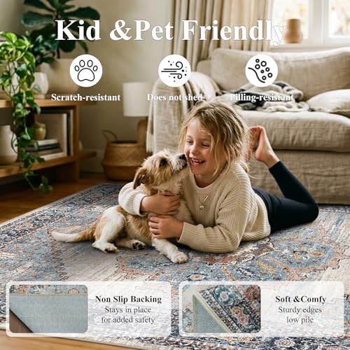 Washable 2x12 Hallway Runner Rug, Non-Slip Vintage Kitchen Floor Carpet