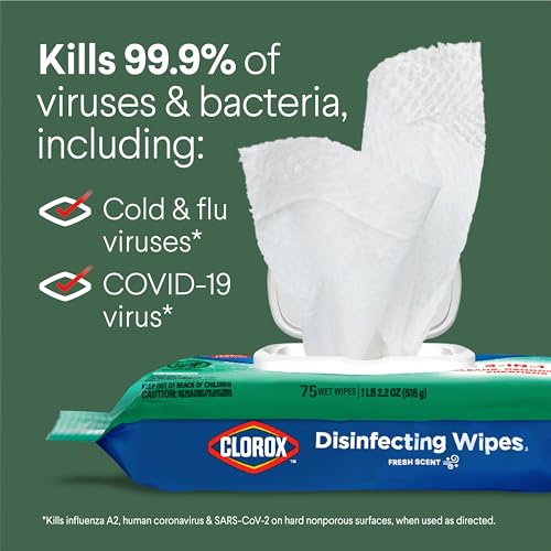 Clorox Disinfecting Wipes, Fresh Scent, 75 Count (3 Pack)