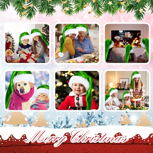 Green Santa Hat for Adults Unisex Velvet Plush Xmas Costume Accessory
