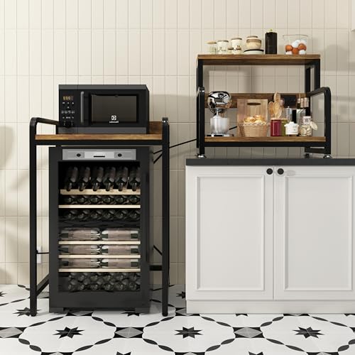 DKFNCL 4-Tier Mini Fridge & Microwave Stand with Power Outlet, Adjustable Storage