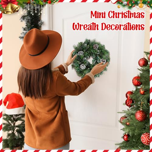 Daifunli 8-Pack 12-Inch Christmas Pine Wreaths for Door & Window Decor