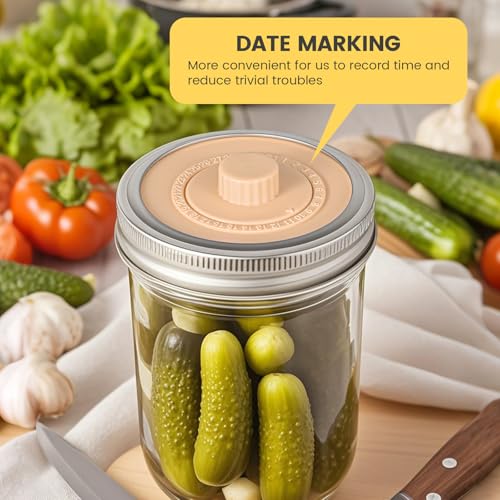 Silicone Fermentation Lids for Wide Mouth Mason Jars with Date Tracker
