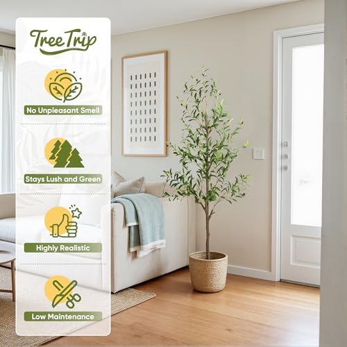 6 FT Artificial Olive Tree with Planter - Faux Indoor Plant