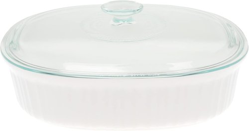 CorningWare Oval French White Casserole Dish - 2.5qt with Fluted Glass Lid | Durable & Stylish Design