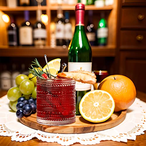 Set of 6 Vintage Hobnail Drinking Glasses, 12 oz Embossed Glass Tumblers