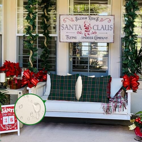RABUSOFA Christmas Plaid Pillow Covers 18x18, 2 Pack – Green 18" x 18"