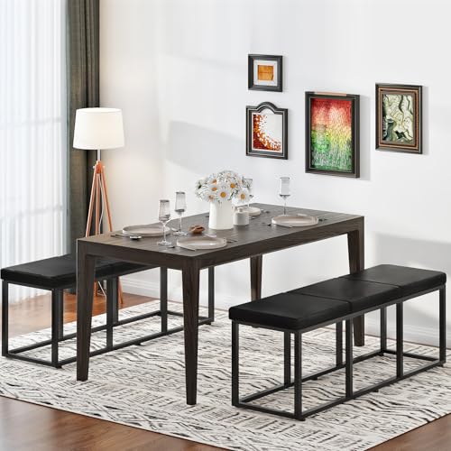 Upholstered Dining Bench with PU Leather Seat, 47-Inch Entryway Bench