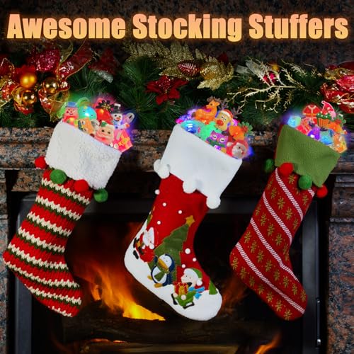 3D Christmas Light Up Rings - Kids Party Favors & Holiday Gifts