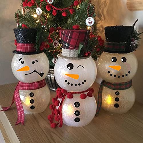 Kaemi Snowman Stickers S2 - 16 Snowman Faces & 1 Fridge Sticker, PVC Christmas Wall Clings