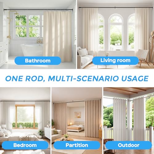 Heavy Duty Adjustable Tension Curtain Rod 41-144 Inch, No Drill