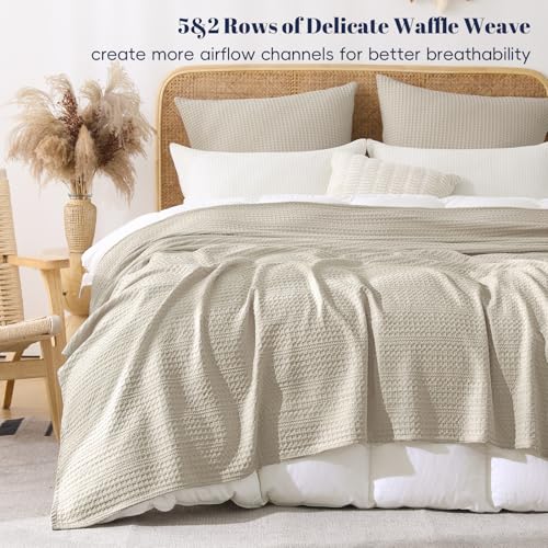 Lightweight Waffle Weave Blanket Queen Size 90"x90" - Soft Summer Blanket