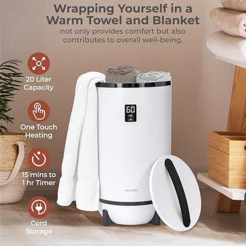SereneLife Black Portable Towel Warmer Bucket – Large Capacity Spa & Bathroom Heater