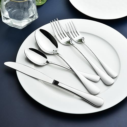 40-Piece Stainless Steel Silverware Set for 8, Modern Flatware Cutlery Set