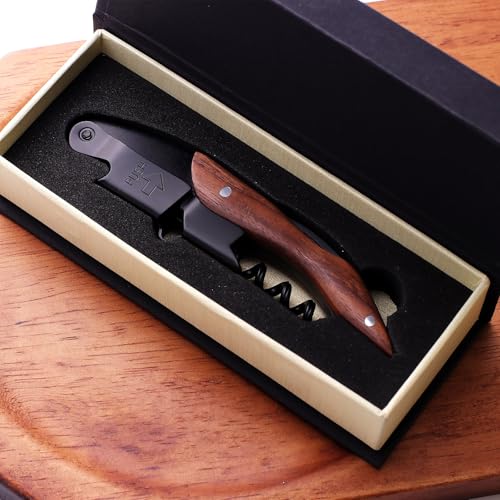 Drincarier Black Magnetic Giftbox Wine Opener with Foil Cutter & Cap Remover - Professional Waiter's Corkscrew