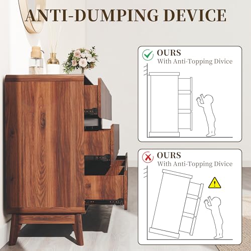 3-Piece Mid-Century Modern Bedroom Dresser and Nightstand Set with Charging