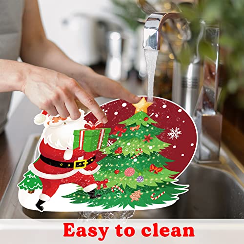 Christmas Santa Claus Plastic Placemats Set of 6, Waterproof Holiday Table Mats