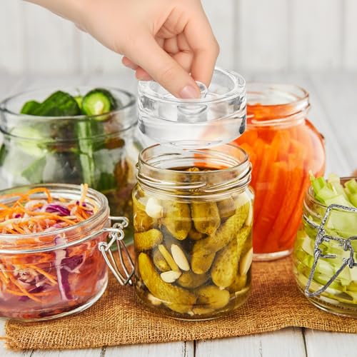 Glass Fermentation Weights 4-Pack with Easy Grip Handle for Wide Mouth Mason Jars