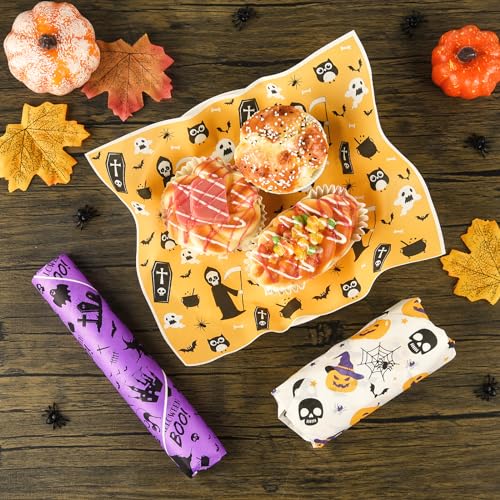 PLULON 160 Sheets Halloween Wax Paper for Food Sandwich Wrap Deli