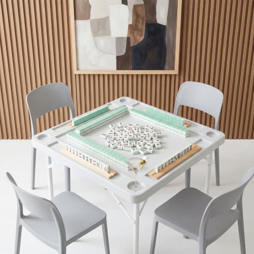 Garvee 35-Inch Folding Mahjong Table with Cup Holders & Trays for 4 Players