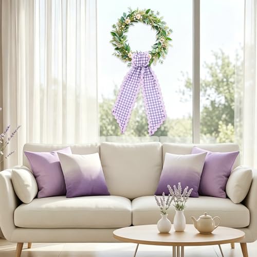 Purple Plaid Wreath Sashes - Set of 2 Indoor/Outdoor Decor