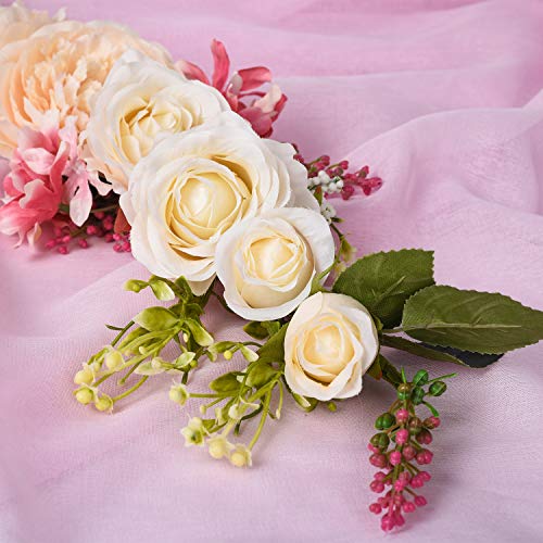 25-Inch Artificial Peony and Rose Flower Swag for Wedding and Home Decor