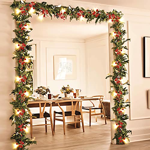 Mosoan 10ft Battery-Operated 30-LED Berry Bead Christmas Lights