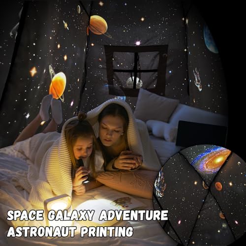 Kids Twin Size Bed Canopy Tent - Space Galaxy Privacy Playhouse
