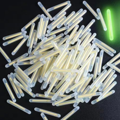 100 Pcs Fishing Float Light Sticks, 3mm Fluorescent Glow Sticks for Night