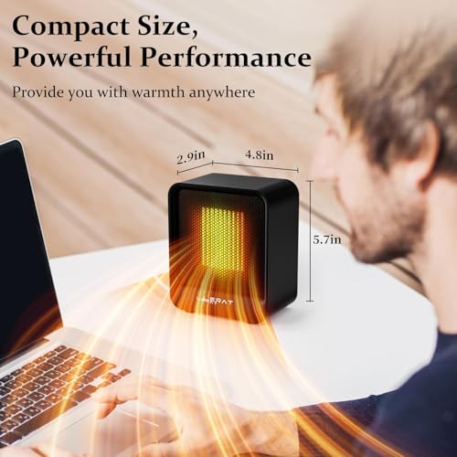 Portable Mini Space Heater 500W Fast Heating Desk Heater Black