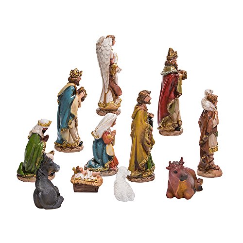 Christmas Nativity Set with 11 Resin Figures - 6 Inch Holiday Decor