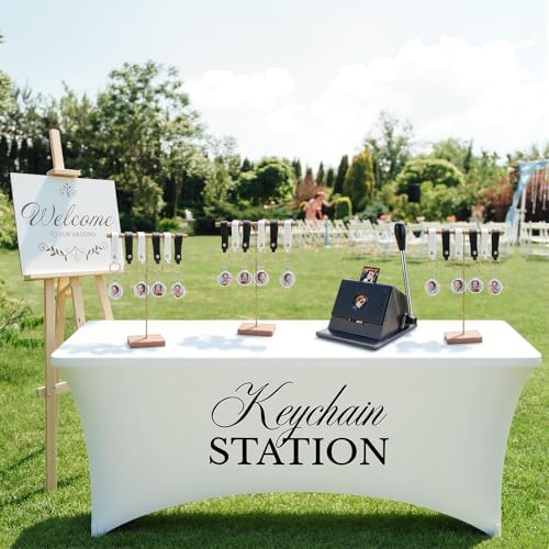Oudain Keychain Station White Photo Booth Tablecloth Stretch Cover 72in