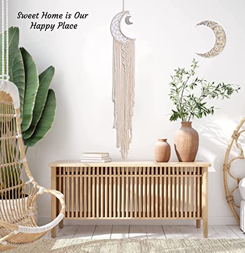 Moon Macrame Dream Catcher with LED Lights Boho Wall Decor