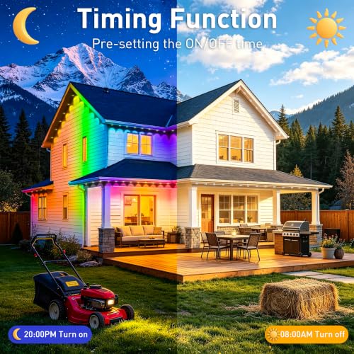 LADIKAKA 300FT RGB + IC Outdoor LED String Lights with Chasing Effect, Waterproof Smart RGB Strip for Holiday & Garden