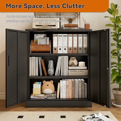 Metal Garage Storage Cabinet, 36-Inch Locking Utility Cabinet with Shelves