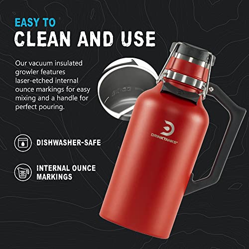 64 oz Vacuum Insulated Stainless Steel Growler - Leakproof Beer Bottle