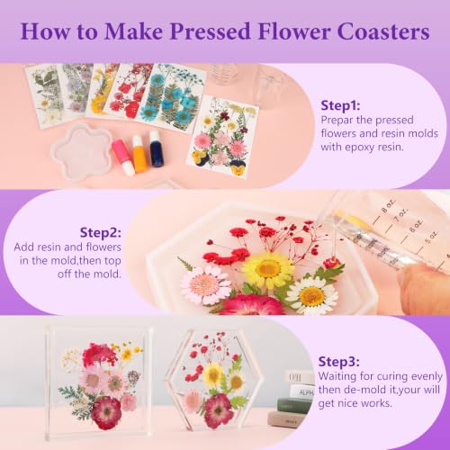 103 Pcs Real Dried Pressed Flowers Set for Resin Molds, Candles & Crafts