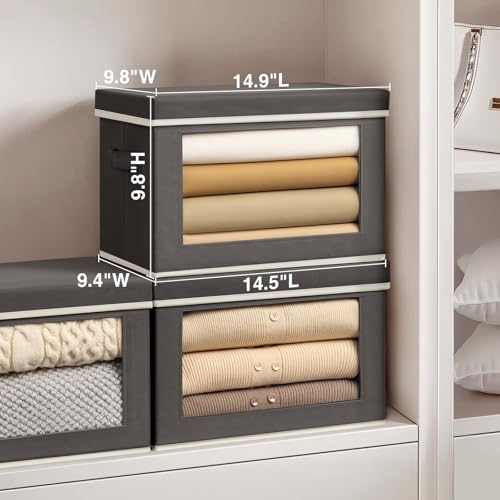 Collapsible Fabric Storage Bins with Lids and Window 3-Pack