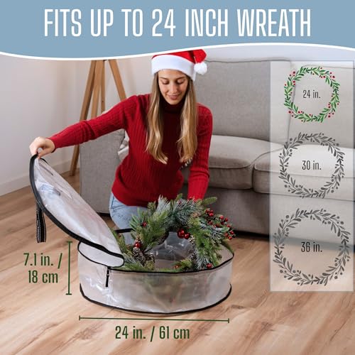 Clear Wreath Storage Container 24 Inch 2 Pack Garland Organizer