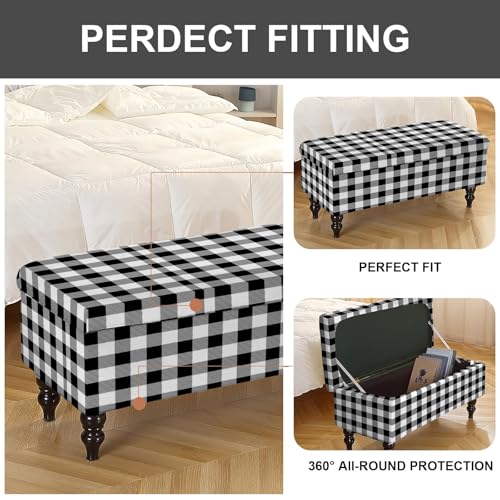 Rectangular Storage Ottoman Cover - Durable Slipcover with Elastic Bottom