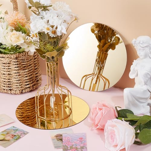 12 Pcs 7.87-Inch Round Acrylic Mirror Centerpieces for Wedding Tables