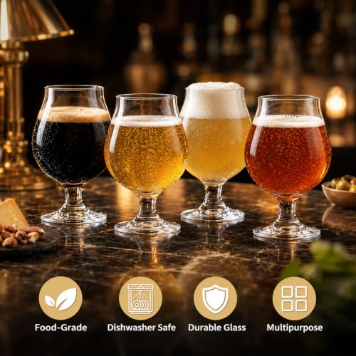 Set of 6 11-Oz Brandy & Whiskey Glasses - Durable Tasting Glassware for Spirits & Cocktails