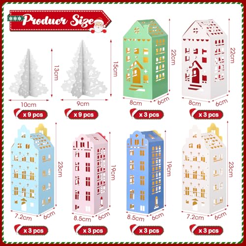 36-Piece DIY Paper Christmas Village Set - Cardboard Houses & Trees
