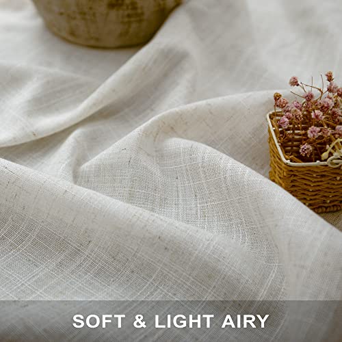 Natural Linen Blend Light Filtering Curtains 84 Inch - 2 Panel Set