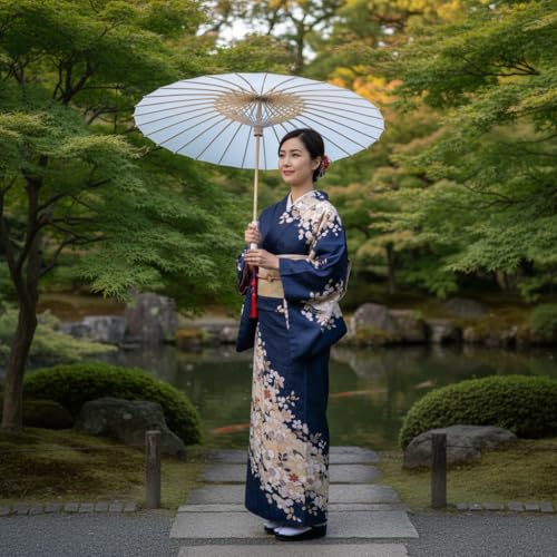 33-Inch Plain Bamboo Parasol Umbrella for Weddings and Photo Props