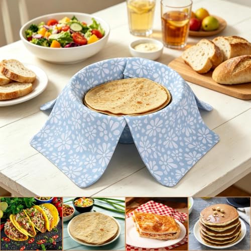 2-Piece Cotton Tortilla Warmer Wrap - Double Layer Roti & Chapati Keeper