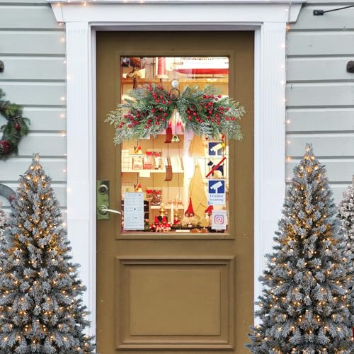SHACOS 26 Inch Artificial Christmas Cedar Swag with Red Berries - Green Variant