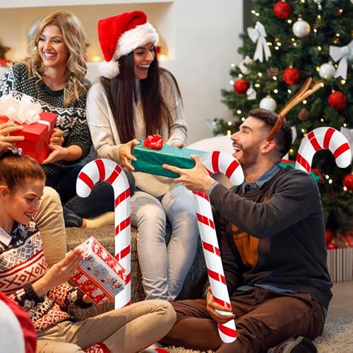 QIFU 3Pcs 35in Inflatable Christmas Candy Cane – Holiday Decor, Model A